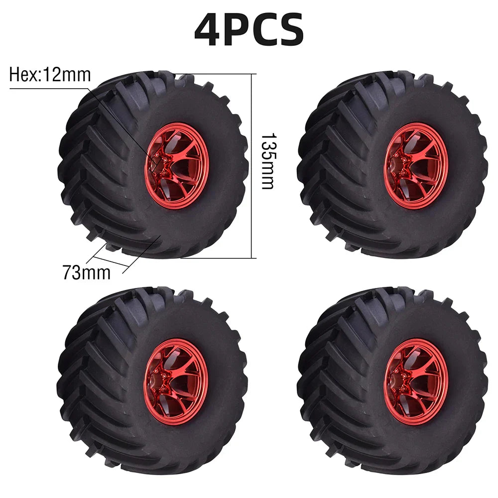 4PCS 12mm Hub 1/10 Tyre Wheel 120mm 125mm