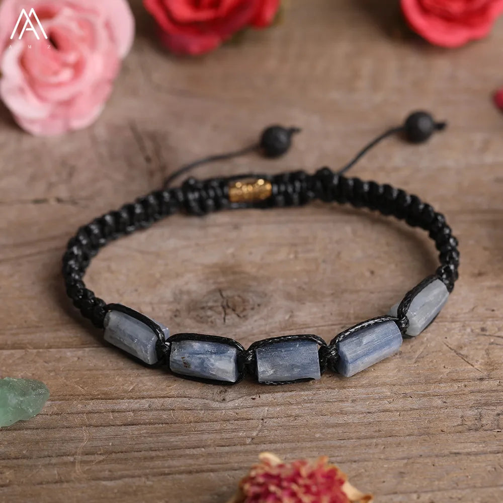 Natural Black Tourmaline Nugget Beads Knotted Handmade Woven