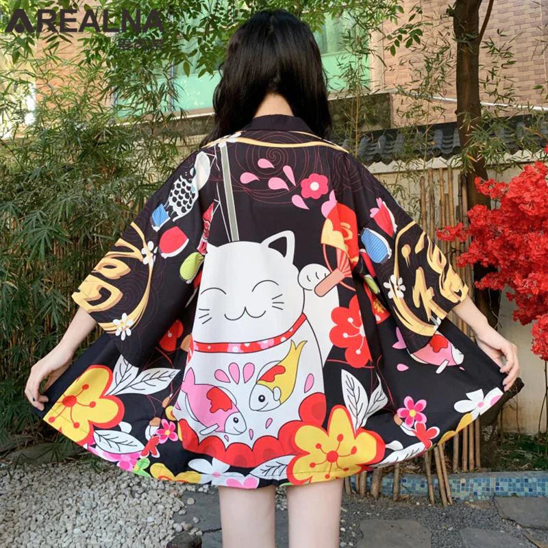 Japanese Kimono Traditional Clothing Crane Carp Anime Kimono