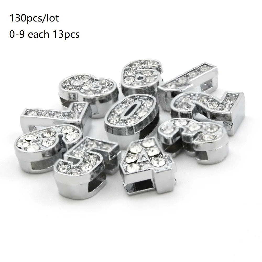 Wholesale 130pcslot 8mm AZ Rhinestone Sliders Letters Slide