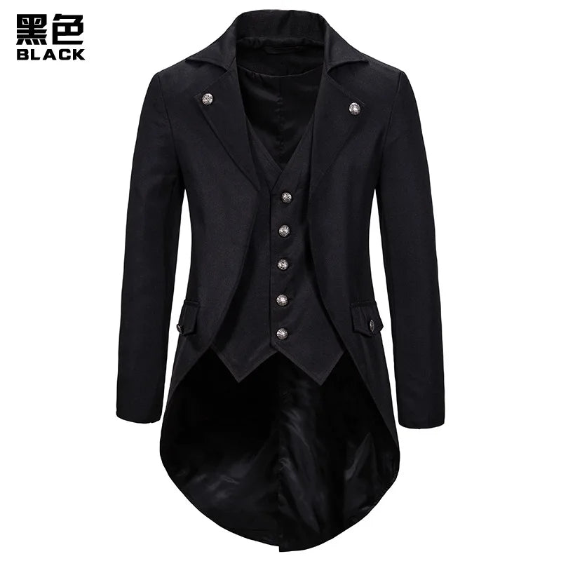 Gothic Victorian Tailcoat Jacket Men Steampunk Medieval Cosplay