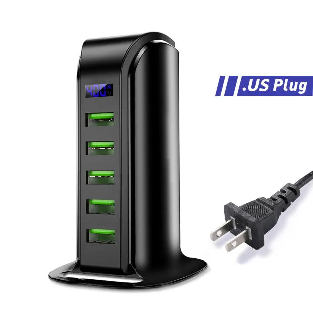 USLION 5 Ports USB Charger HUB LED Display