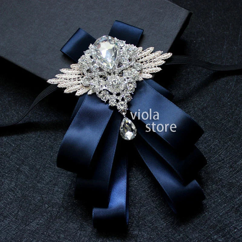 Elegant Gorgeous Diamond Ribbon Bowtie Men Wedding Suit