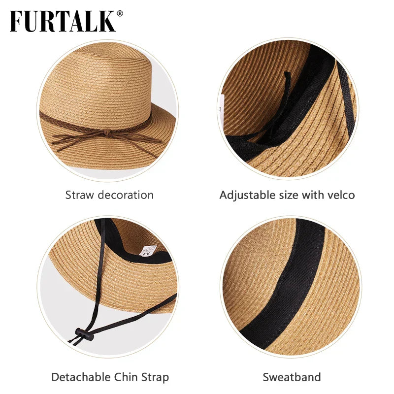 FURTALK Summer Straw Hat for Women Panama Beach