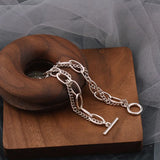 ANENJERY Silver Color Round Coin Bracelet for Women
