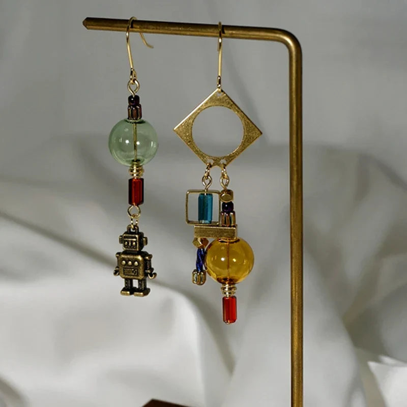 Original Industrial Robot Long Dangle Earrings For Women