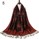 Pashmina Silk Scarf Shawl Wrap Paisley Jacquard Flowers