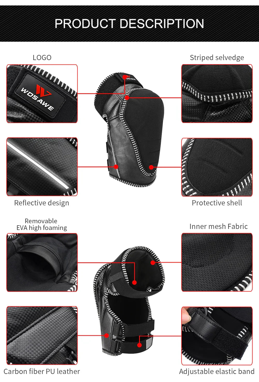 WOSAWE Motorcycle Kneepads Knee Skate Skiiing Snowmobile Racing MTB Motocross Thicken Protective Guard Gear Knee Guard