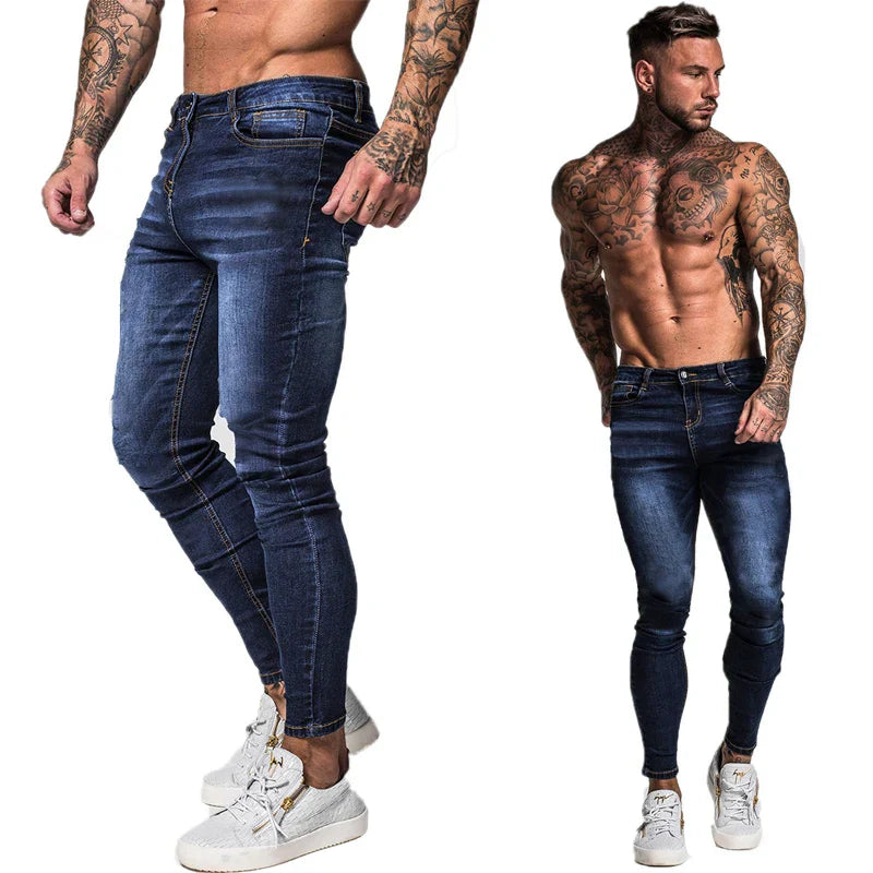 GINGTTO Jeans Men Elastic Waist Skinny Jeans Men