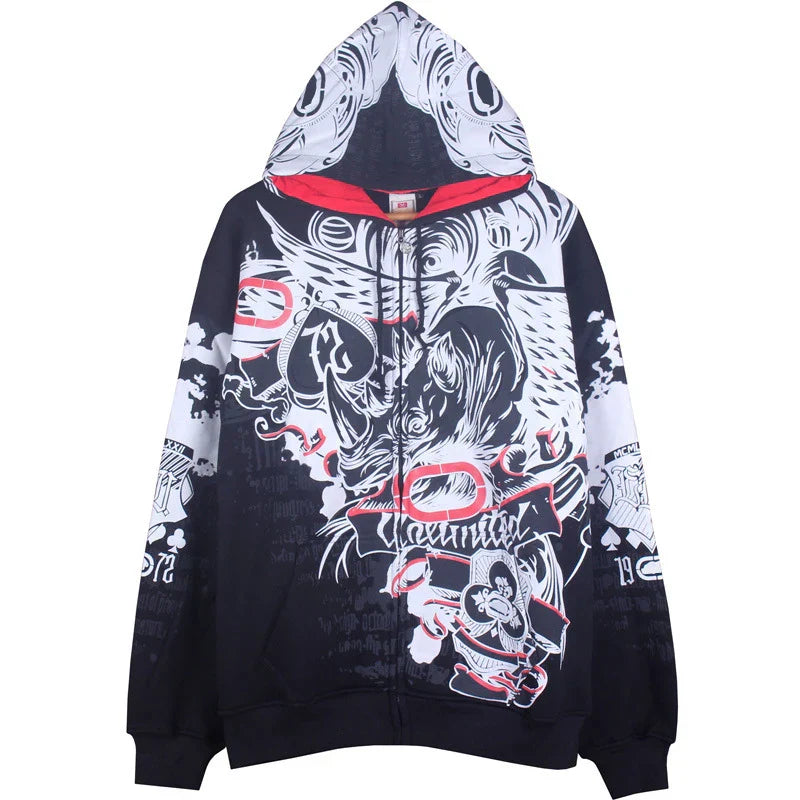 Hip Hop Hooded Jacket Men Street Dance Graffiti