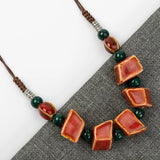 Colorful Irregular shape Ceramic Beads Neckalce artware Antique