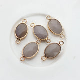 Natural Stone Charms Facet Oval Shape Double Hole