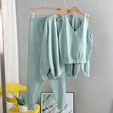 GIGOGOU Spring Autumn 3 Piece Women Cardigan Tracksuits