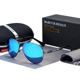 BARCUR Design Titanium Alloy Sunglasses Polarized Men's Sun