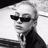 Vintage Narrow Rectangle Small Women Sunglasses Ocean Lens
