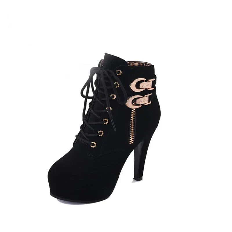 Plus Size Ankle Boots Women Platform High Heels