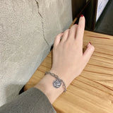 Evimi 925 Silver Color Portrait Coin Bracelet For