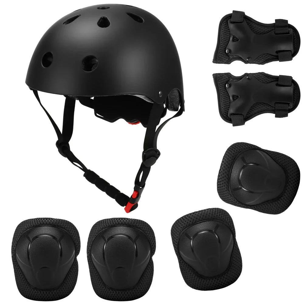 7Pcs Adjustable Pads Wrist Helmet Protector Set Kids