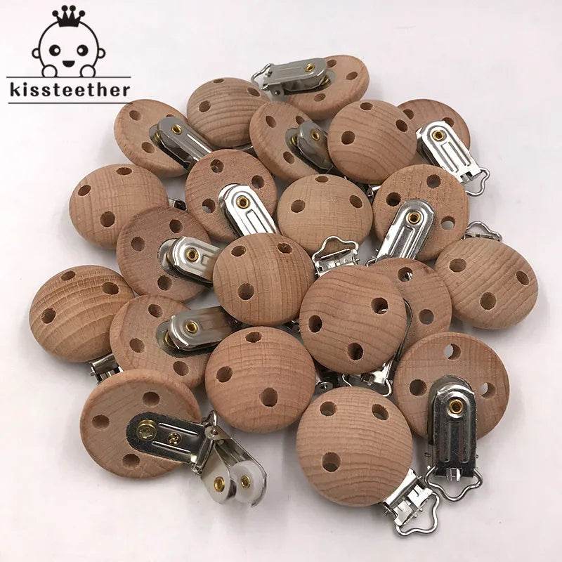 20pcs Wooden Pacifier Clip Nursing Accessories Beech s