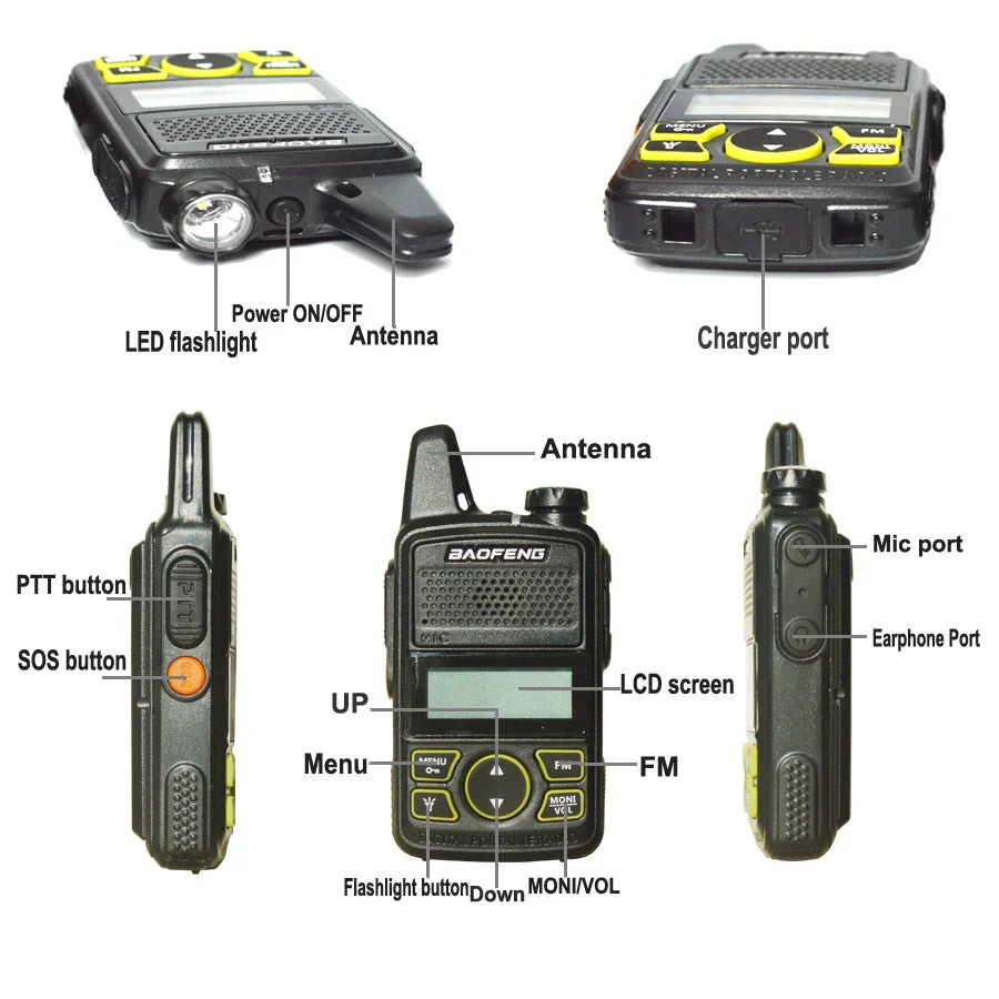 2pcs Baofeng BF T1 Mini Walkie Talkie Ham