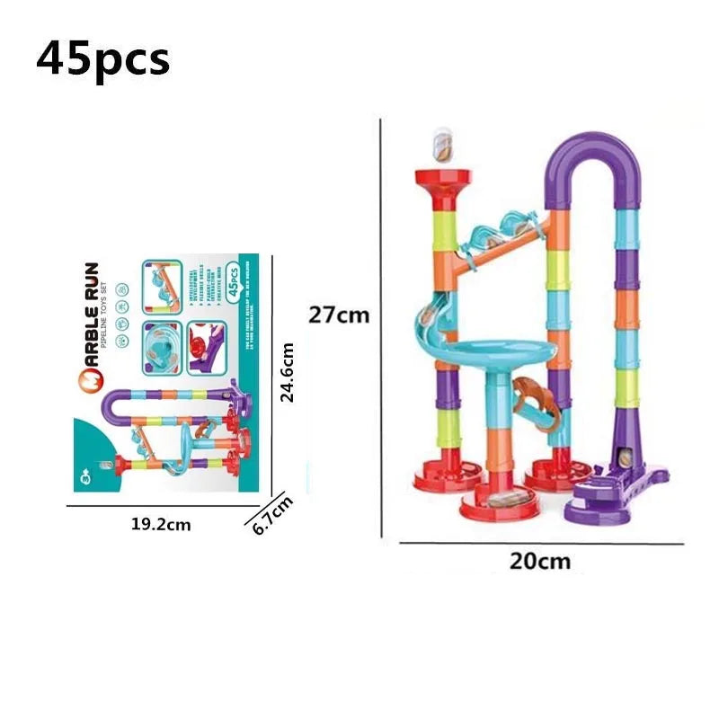 DIY Construction Marble Run Race Track Building Blocks