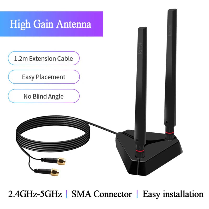 WiFi Antenna RP-SMA Male Connector Dual Band 2.4GHz