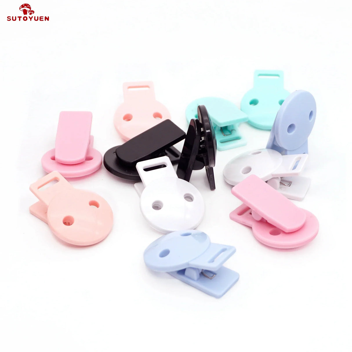 Sutoyuen 20pcs Round Head Pacifier Clip Soother Holder