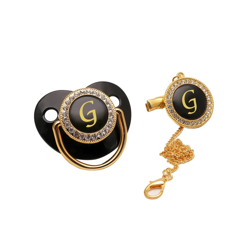 Black Gold Luxury Pacifier for Babies A-Z Name
