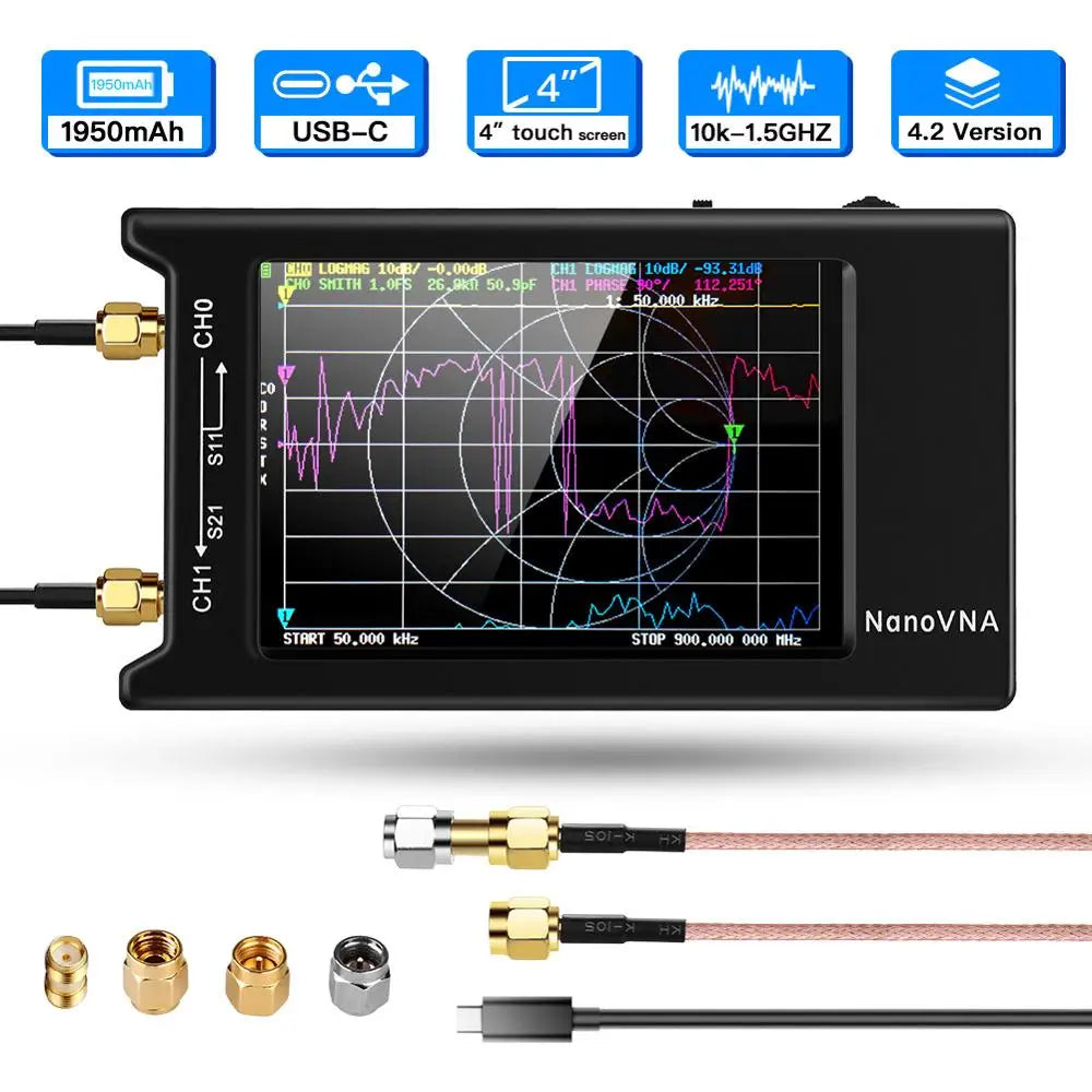 Original Hugen NanoVNA-H4 4.0" display 4.2 version 1950mAh