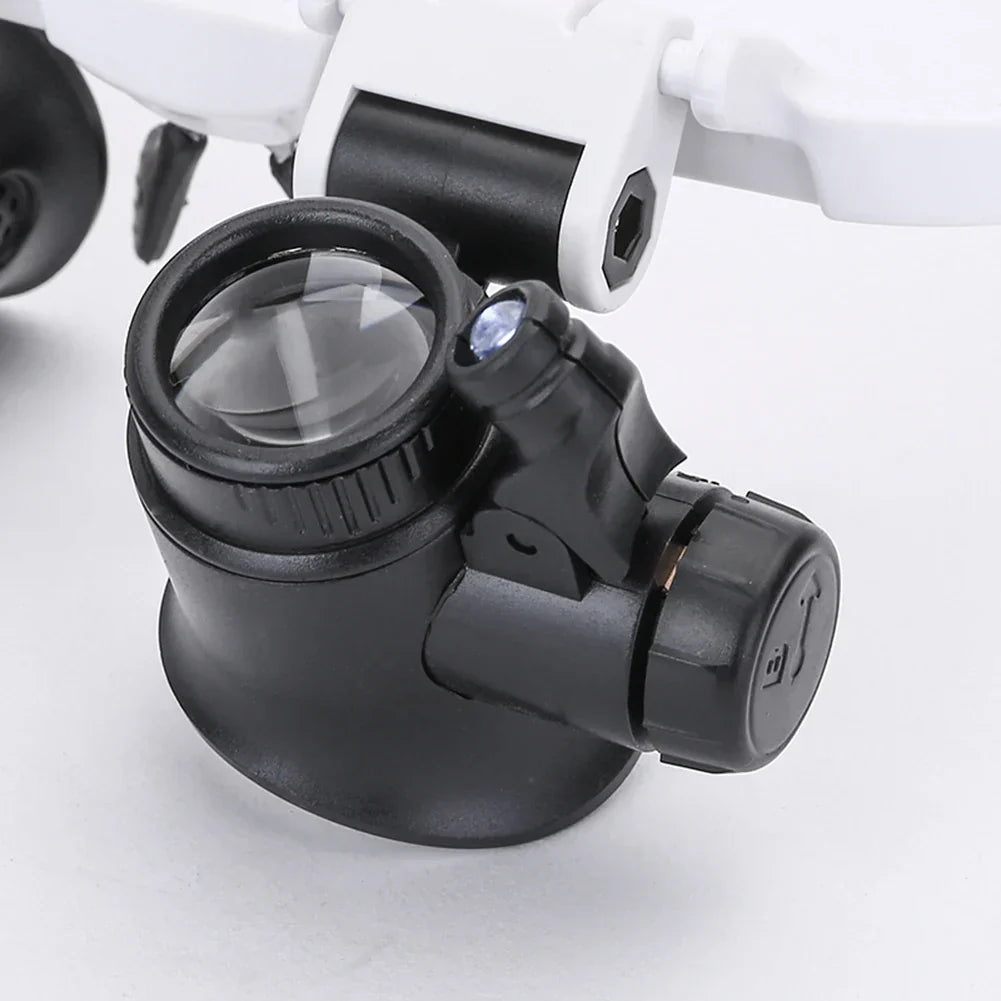 Portable Telescopic Magnifier Glasses Loupes with 2 LED