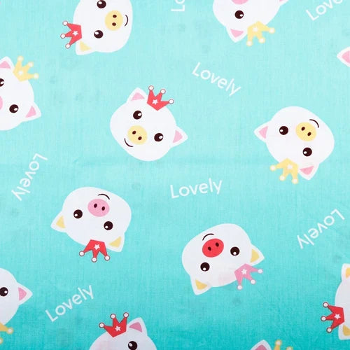 Blue Cartoon Printed Fabric Cotton Twill Cloth for