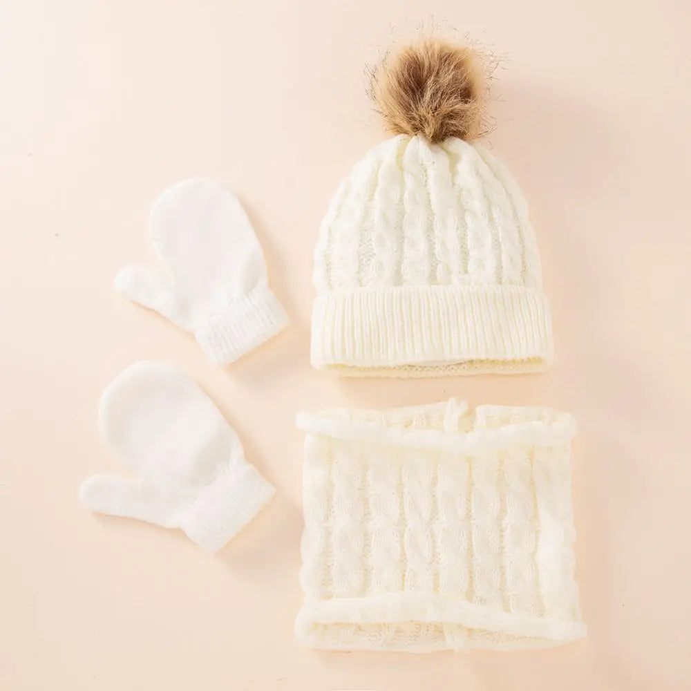 3pcs/set Kids Winter Hat Scarf Mittens Set Toddler