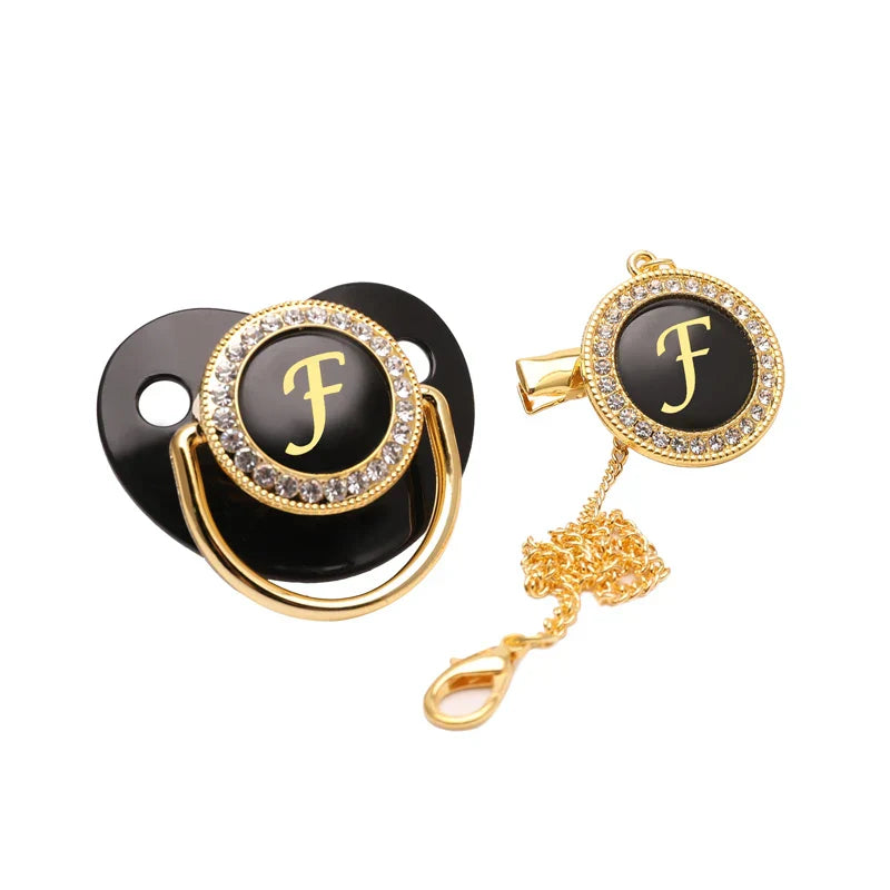 Black Gold Luxury Pacifier for Babies A-Z Name
