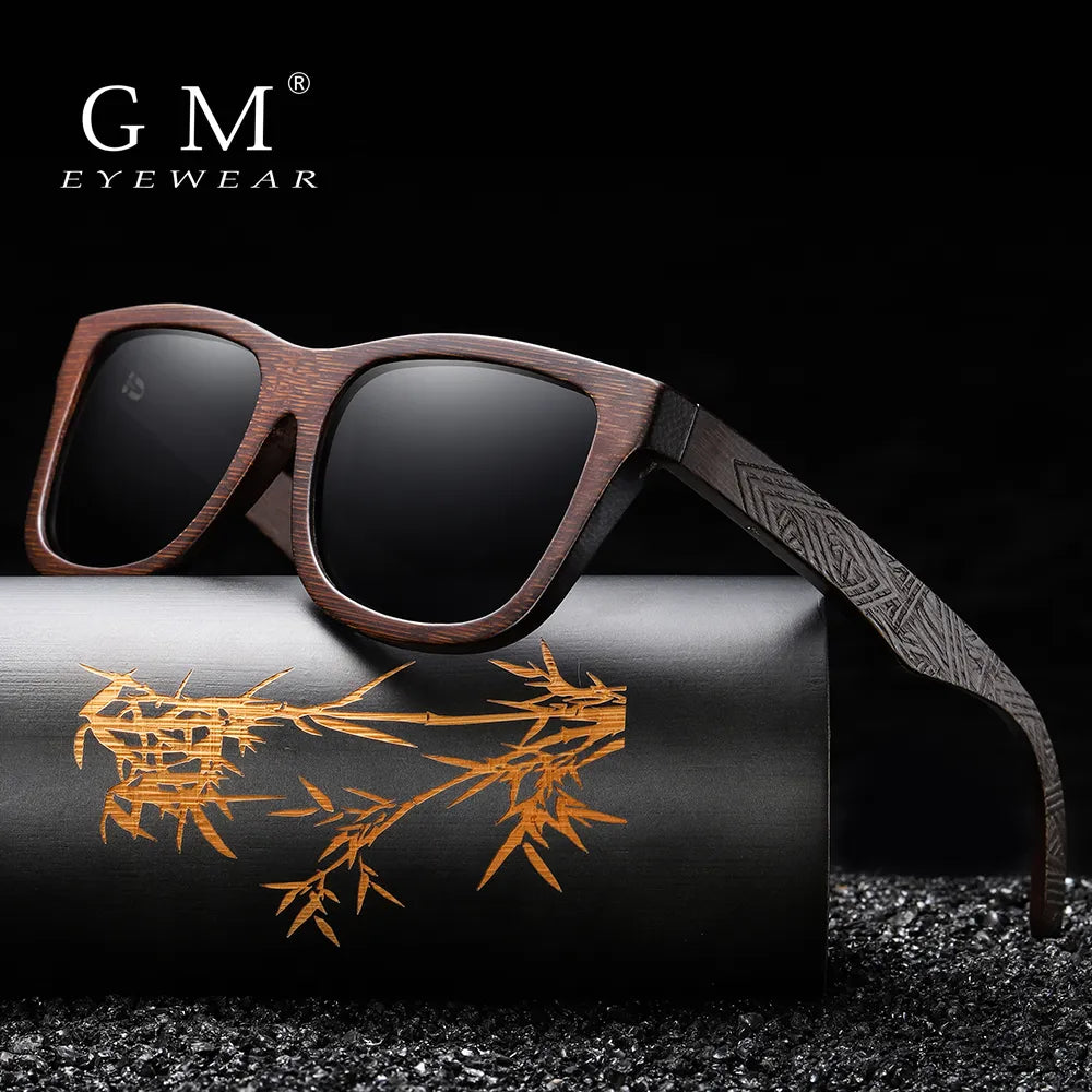 GM Natural Bamboo Wooden Sunglasses Handmade Polarized Glasses