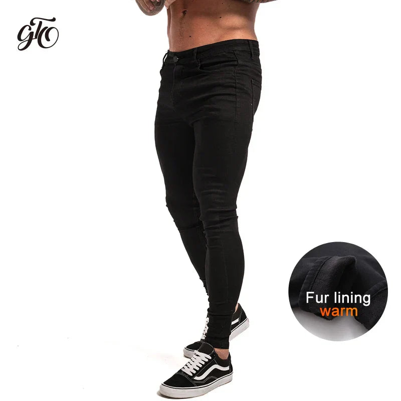 GINGTTO Jeans Men Elastic Waist Skinny Jeans Men