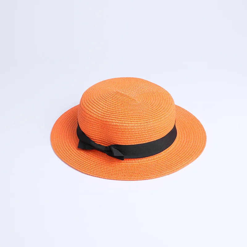 2019 Parent-child wholesale sun flat straw hat boater