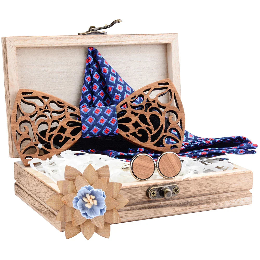 Ricnais New Floral Wooden Bow Ties For Men