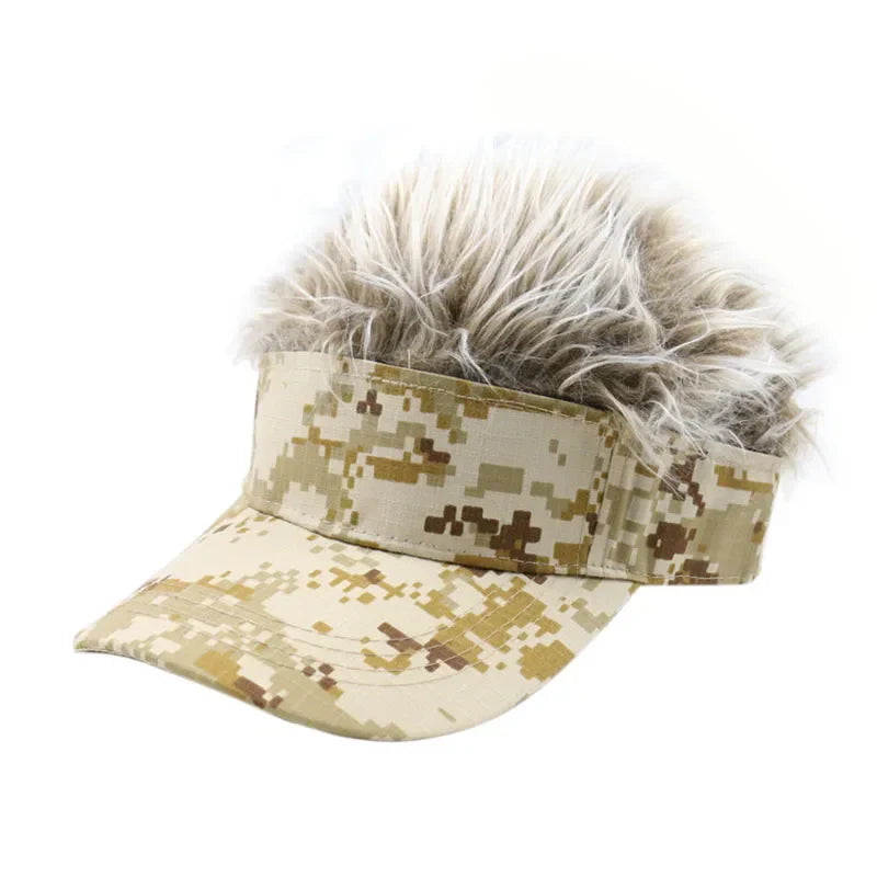 Winfox Men Women Camouflage Fake Flair Hair Baseball