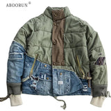 ABOORUN Men's Hi Street Hole Patchwork Denim Jacket