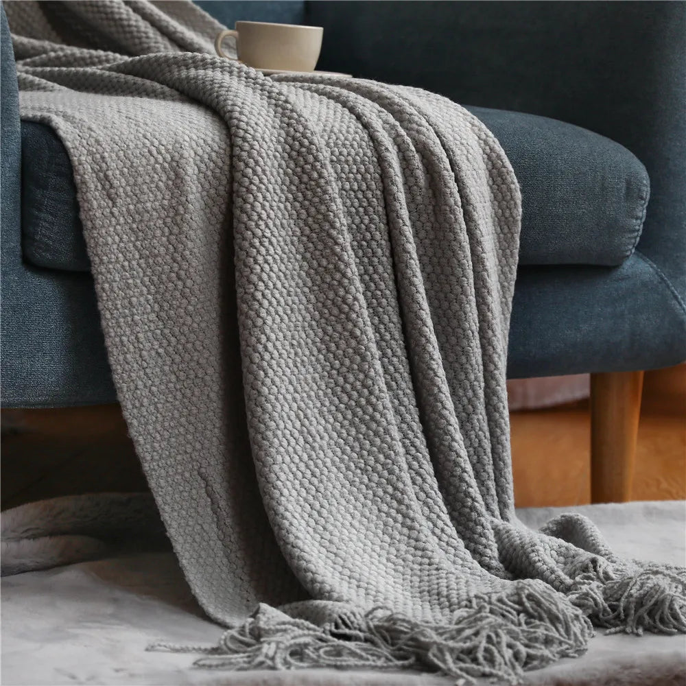 Textile City Corn Grain Waffle Embossed Knitted Blanket