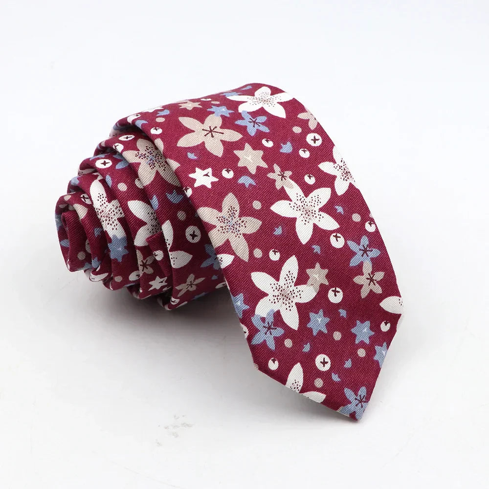 New Floral Tie For Men Skinny Casual Cotton