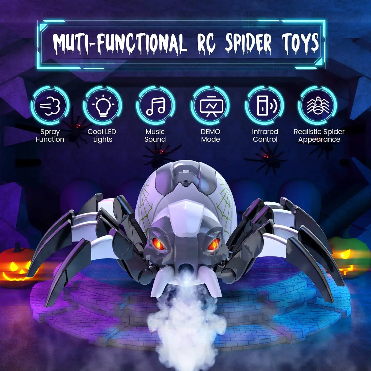 Simulation Electric Remote Control Spray Spider Light Music