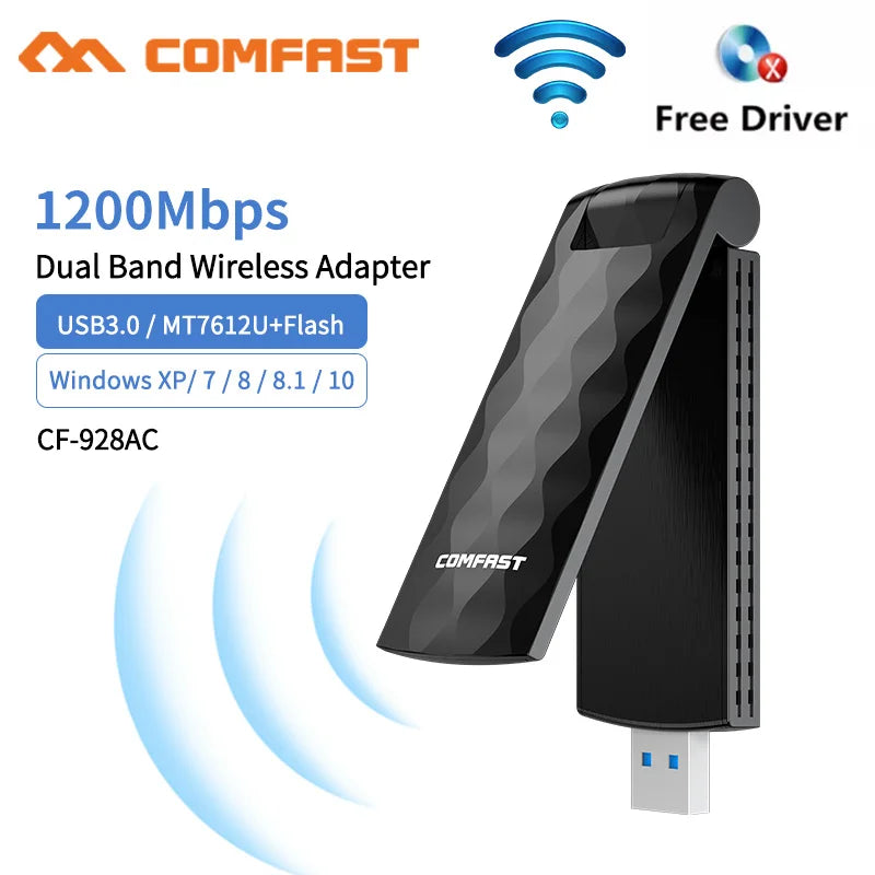 Free-Drive Wif Adapter 2.4&5.8Ghz MT7612U 1200M Wi-fi Antenna