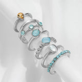 Korean Colorful Stone Rings Set for Women Girls