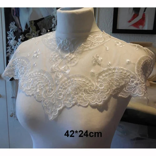 1 Pc Black Flower Neckline Collar Lace Applique