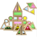 Kid Montessori Wooden Toy Rainbow Stacking Acrylic Block