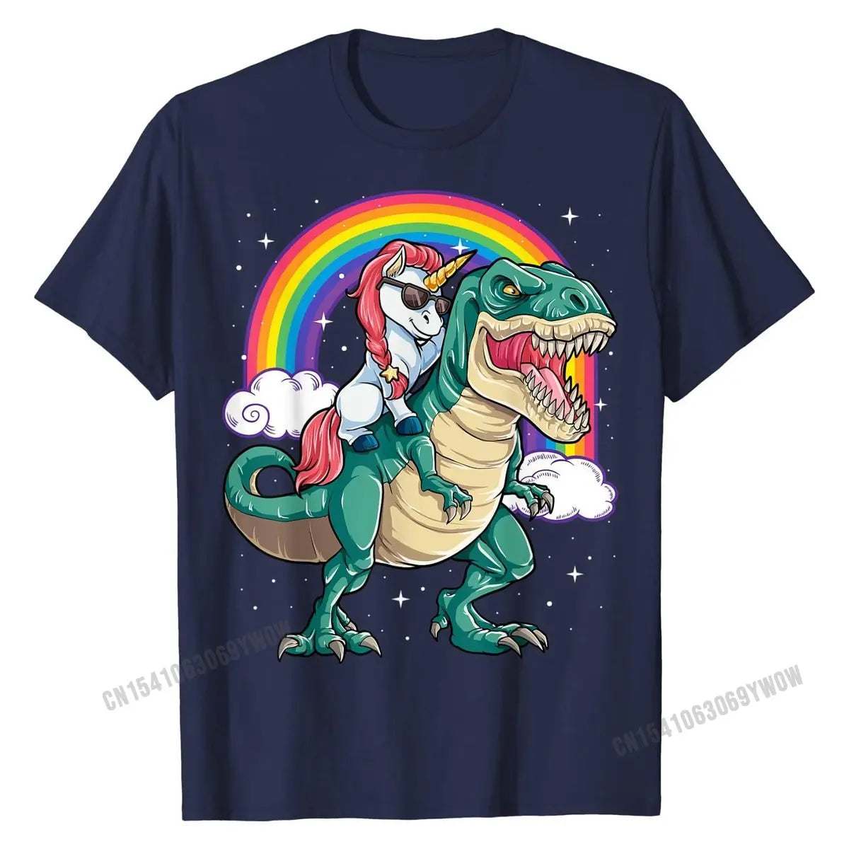Unicorn Riding T rex Shirt Dinosaur Boys Girls