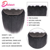 Brazilian Kinky Straight Human Hair Bundles Closure 4X4