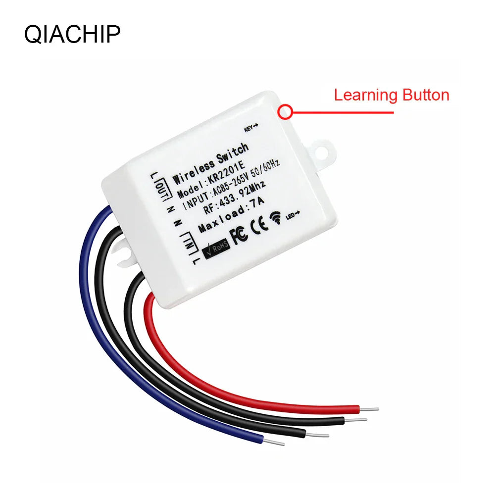 QIACHIP 433.92MHz AC 220V 1 CH Wall Panel