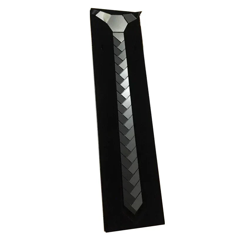 24K Gold Mirror Skinny Necktie Olive Branch Geometric